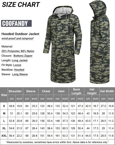 Miniatura 6 de COOFANDY Chaqueta impermeable para hombre con capucha, impermeable, ligera, activa, larga