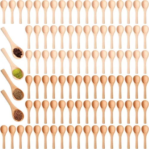 Miniatura 19 de Boao 50 Pzas Cucharas Pequeñas de Madera, 3.5'' L, Mini Cucharas Pequeñas de Madera Natural Cucharaditas Pequeñas para Frascos Azúcar Cremera Miel