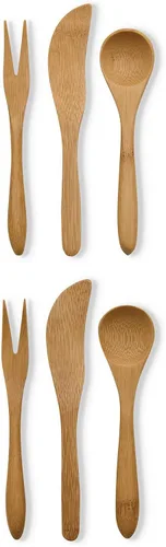 Miniatura 15 de Maison du Fromage - Mini tenedores reutilizables para servir, bambú bruñido, 2 juegos de 6
