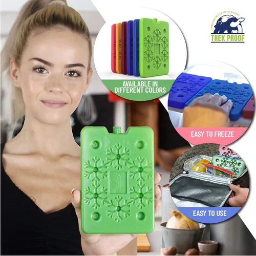 Miniatura 3 de TrekProof Bolsas de hielo multicolores para el almuerzo, juego de 6 piezas, reutilizable y ecológica, portátil y compacta, ideal para viajes
