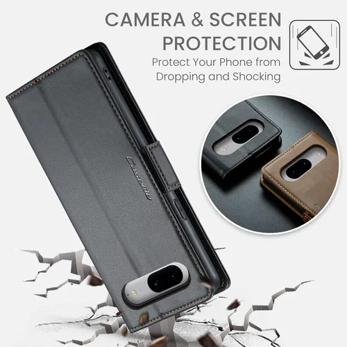 Miniatura 7 de Funda para Google Pixel 8, [bloqueo RFID] Funda de piel sintética tipo cartera con tarjetero y soporte para tarjetas, funda de teléfono a prueba