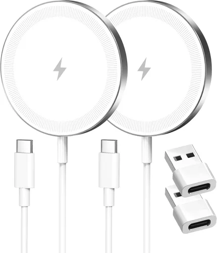 Miniatura 11 de Paquete de 2 cargadores inalámbricos magnéticos de 15 W: almohadilla de carga rápida Qi2 para iPhone Air 17 16 15 14 13 12 Pro Max, Samsung Galaxy