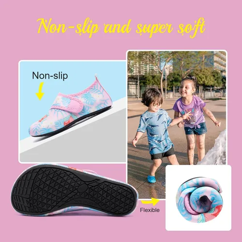 Miniatura 5 de HIITAVE Zapatos acuáticos antideslizantes para la playa, natación, secado rápido, calcetines acuáticos para niños y niñas pequeños