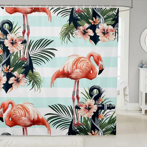 Miniatura 10 de Manfei Cortinas de ducha de verano para niños, cortinas de baño con ancla náutica para decoración de habitación de niños y adolescentes, cortinas