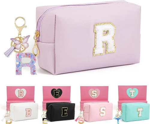 Miniatura 71 de AIBFRID 2 piezas de bolsas de maquillaje iniciales para mujeres, regalos de cumpleaños para niñas de 4 5 6 7 8 9 10 11 12 años, bolsas de cosméticos