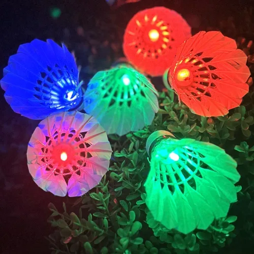 LED de bádminton Birdies, LED colorido volante oscuro noche ganso pluma resplandor pájaros iluminación interior actividades deportivas al aire libre
