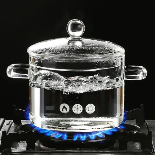 Miniatura 5 de Olla de vidrio de 1.6L/57Oz con tapa, olla de cocina para estufa con asa y tapa, olla transparente para sopa con tapa, para sopa, leche, comida