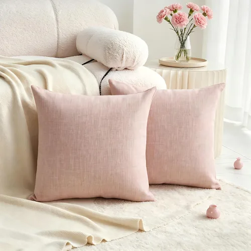 Miniatura 31 de Fundas de almohada decorativas Demetex grises 18x18, fundas de almohada cuadradas de lino para sofá, fundas de almohada estilo granja para cama