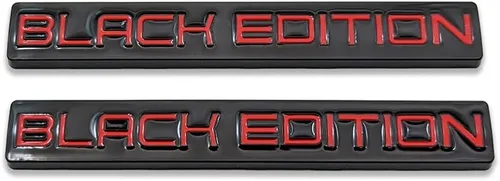 2 emblemas de automóvil con logotipo de metal cromado, edición negra, 3D, calcomanía de alta calidad, repuesto (negro y rojo)