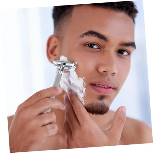 Miniatura 3 de Angoily 2 piezas de afeitar de mango blanco reutilizable doble filo seguridad barba Trimmer 2 piezas blancas.