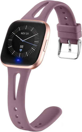 Ouwegaga Compatible con correas Fitbit Versa 2 para mujeres y hombres, bandas Versa Lite, color violeta humo, talla S Violeta ahumado.