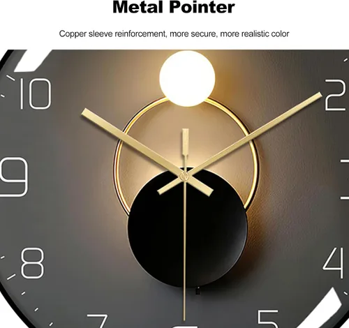 Miniatura 5 de ErgoCar Reloj de pared silencioso moderno de arte deco metálico - Sin tictac y adecuado para sala de estar y dormitorio
