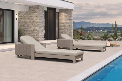 Miniatura 12 de PURPLE LEAF Sillones de día al aire libre con cojín para tomar el sol, tumbonas reclinables para bronceado, juego de 2, aluminio, para patio