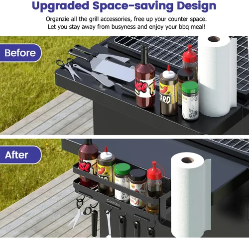 Miniatura 2 de Geesta Organizador de plancha mejorado para parrillas Blackstone de 28"/36", caja de almacenamiento de accesorios para barbacoa con soporte
