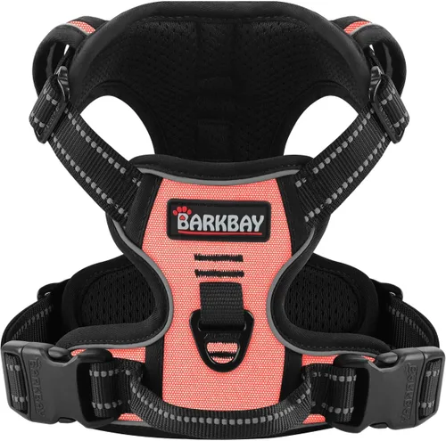 BARKBAY Arnés para perro sin tirones para perros medianos, ajustable, reflectante, cómodo, sin estrangulamiento, resistente - perfecto para Rosa