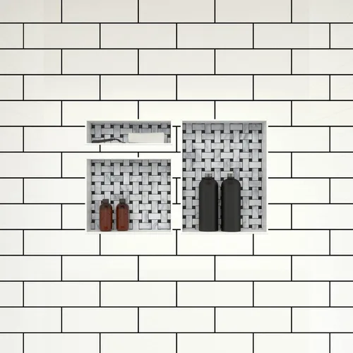 Miniatura 2 de Redi Niche - Estante de ducha empotrado triple nicho negro, tres estantes interiores, 32 pulgadas de ancho x 20 pulgadas de alto x 4 pulgadas