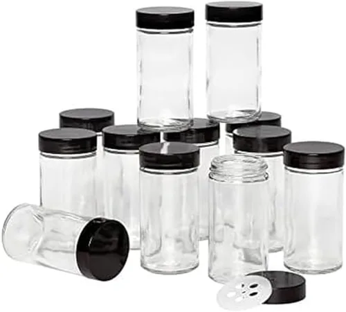 Kamenstein 5244227 Tarros vacíos con tapa negra, juego de 12, 3 onzas