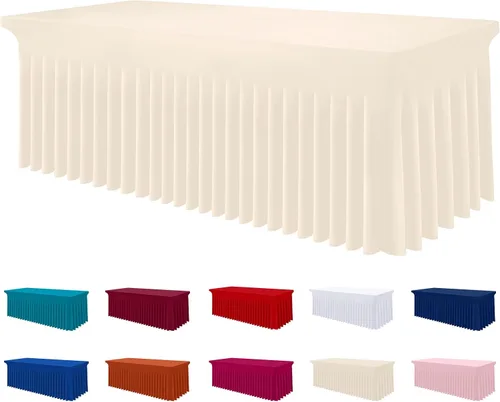Miniatura 31 de Smiry Mantel de Spandex, Mantel Elástico Ajustable Extensible para Mesas Rectangulares de 6 Pies, Falda Cubierta de Mesa Impermeable y Lavable