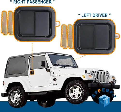 Miniatura 3 de APPERFiT Manijas de puerta exteriores con retenedores compatibles con Jeep Wrangler YJ TJ 1991-2006 con puertas completas, sustituye a 55176382AE