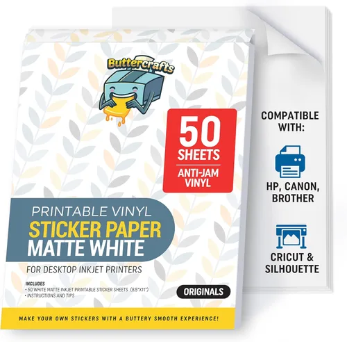 Miniatura 14 de Papel adhesivo de vinilo transparente imprimible, impermeable, 25 hojas de 8.5 x 11 pulgadas, impresora de inyección de tinta (no Epson), papel Claro