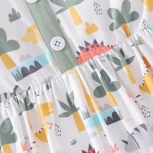Miniatura 6 de Vestidos de verano para niñas pequeñas, túnica de dinosaurio, vestido casual de manga corta, vestido de patinadora para niños pequeños, 2-7T