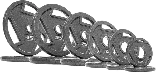 Miniatura 36 de Signature Fitness Olympic - Placa de pesas de hierro fundido de 2 pulgadas para entrenamiento de fuerza y levantamiento de pesas, varios tamaños
