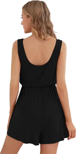 Miniatura 2 de Verdusa Mameluco de maternidad para mujer, cuello redondo, botones frontales, cintura alta