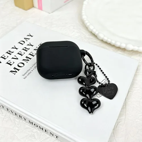 Miniatura 4 de inewateri Funda compatible con AirPods 4, TPU suave con kit de limpieza, bonito dije de hebilla plateada a la moda, diseño estético, a prueba