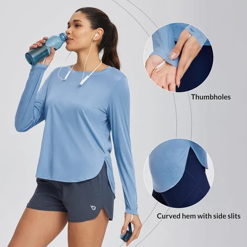 Miniatura 111 de BALEAF - Camisetas de sol de manga larga para mujer, con FPU 50+, para senderismo, ligeras, de secado rápido, protección contra rayos ultravioleta