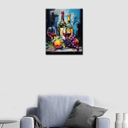 Miniatura 2 de Pintura de fiesta de vino tinto por números para adultos principiantes, vino vintage en vidrio, pintura por números, pintura acrílica, lienzo