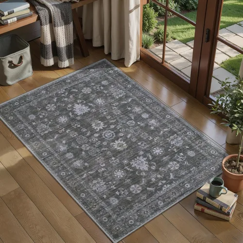 Miniatura 24 de Tangsoo Alfombra lavable para pasillo, antideslizante, 2 x 6 pies, estilo bohemio, floral, vintage, para entrada, suelo suave, para cocina, baño
