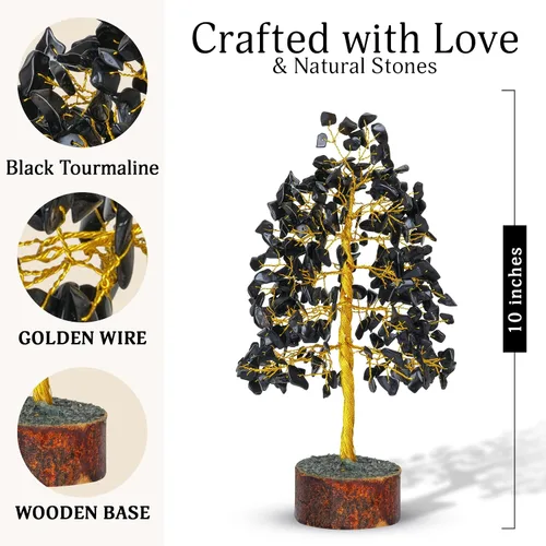 Miniatura 2 de FASHIONZAADI Árbol de Gemas de Turmalina Negra - Árbol Bonsái de Dinero Feng Shui para Decoración del Hogar - Regalo Espiritual de Cristal