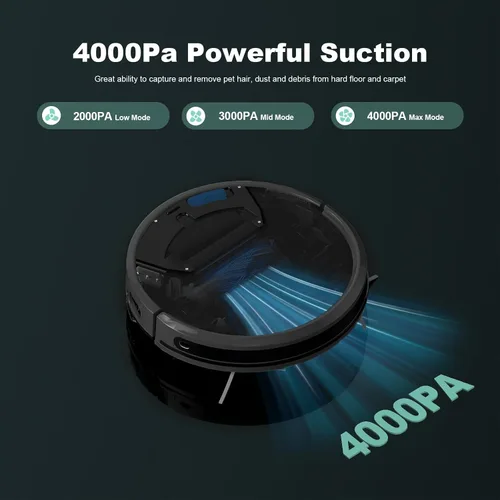 Miniatura 4 de TECBOT S3 PRO - Aspiradora robótica y trapeador, navegación LiDAR, 150 minutos de funcionamiento y succión de 4,000 Pa, robot aspirador de carga