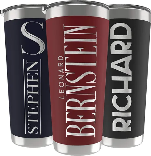 Miniatura 19 de Regalos personalizados para hombres – 20 onzas – Vasos personalizados con tapa, azul cielo, tazas de café de viaje aisladas, juego de popote
