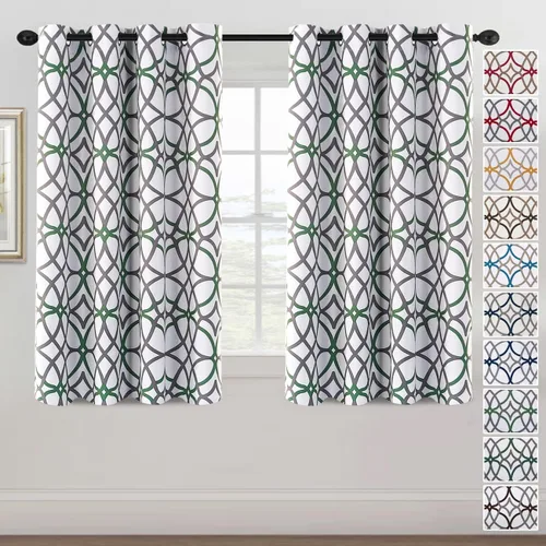 Miniatura 43 de H.VERSAILTEX Cortinas opacas con diseño impreso de 54 pulgadas de largo, juego de 2 paneles de cortinas con aislamiento térmico para dormitorio