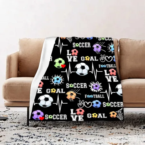 Miniatura 30 de Manta de fútbol para niñas, regalos de fútbol para niñas y niños, manta de franela de forro polar suave y cálida para niñas, regalos de fútbol