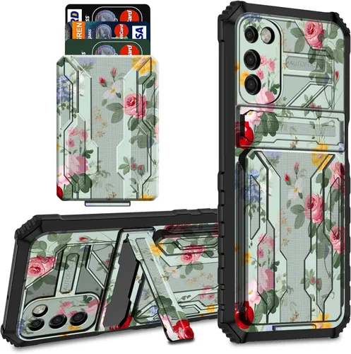 Miniatura 13 de Funda tipo cartera para Samsung Galaxy S22 Ultra con soporte para tarjeta de crédito y soporte de doble capa de policarbonato duro de PC suave TPU a