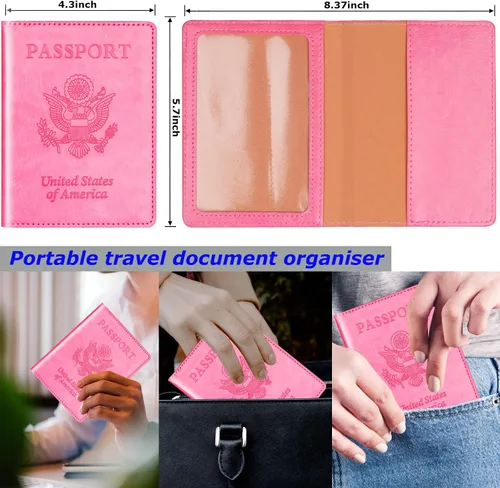 Miniatura 2 de Herain Soporte para pasaporte para viaje y crucero, 2 piezas, funda para pasaporte, cartera, regalo de viaje, para mujeres, hombres, familia