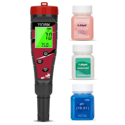 Miniatura 7 de Yinmik Medidor de pH, medidor digital 4 en 1 de pH EC TDS Temp para agua hidropónica, probador de agua impermeable DWC de pH y EC PPM con Probador