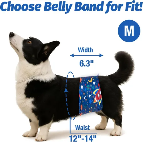 Miniatura 3 de Pet Soft Bandas para el vientre para perros – 3 paquetes de pañales reutilizables para perros machos, envolturas de pañales para perros machos