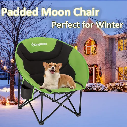 Miniatura 7 de KingCamp Sillón plegable Saucer Moon con bolsillo de almacenamiento para portavasos para interior o exterior, campamento y uso en el portón trasero