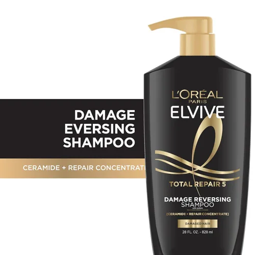 Miniatura 2 de L'Oreal Paris Elvive Total Repair 5 Champú Reparador para Cabello Dañado Champú con Proteína y Ceramida para Cabello Fuerte Sedoso Brillante