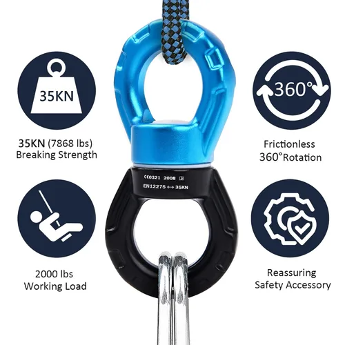 Miniatura 4 de PACEARTH Columpio giratorio 35KN resistencia a la rotura 360° Rotator Dispositivo giratorio de seguridad accesorio colgante para escalada en roca