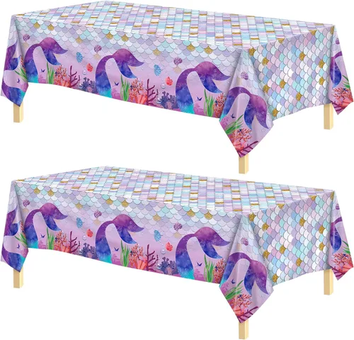 Miniatura 10 de Kochorie Mantel de plástico para fiesta mexicana, 2 piezas, mantel rectangular desechable para fiesta de cumpleaños temática mexicana, suministros
