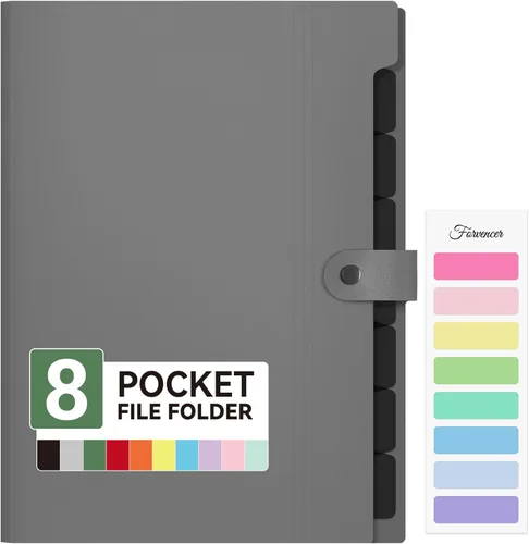 Miniatura 9 de Forvencer Carpeta de archivos expandible con 8 bolsillos, organizador de archivos de acordeón tamaño carta, carpetas portátiles para documentos