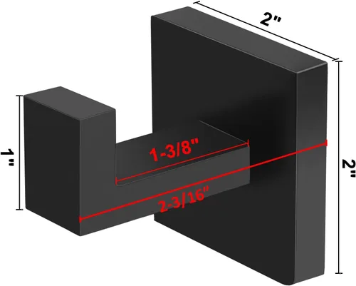 Miniatura 2 de IBosins Paquete de 4 ganchos para toallas de mano para baño, pared, sala de estar, dormitorio, cocina, armario, colgador de gancho de acero Negro