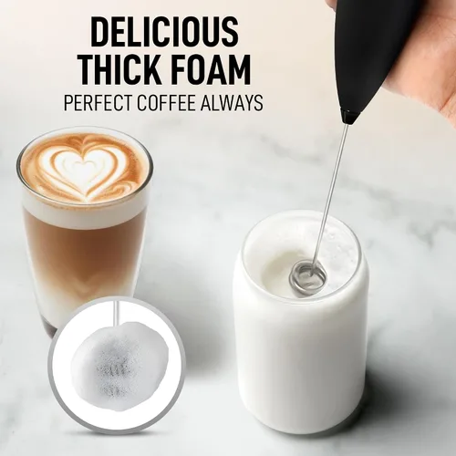 Miniatura 408 de Zulay Milk Boss Espumador de leche potente manual, hace espuma para latte, batidor para mezclar bebidas, café, miniespumador para capuchino, frappé