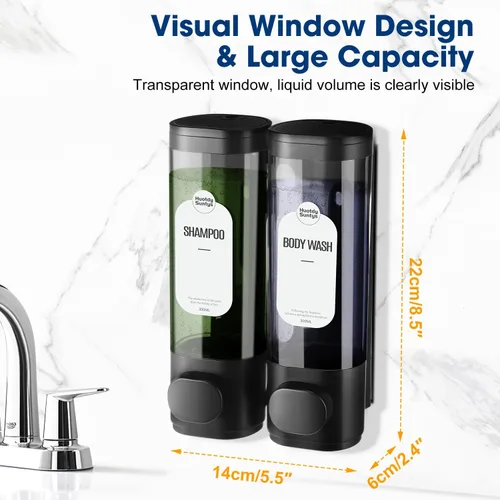 Miniatura 2 de Dispensador de Champú y Acondicionador de 2 Cámaras Dispensador de Jabón de Ducha de 2 Cámaras Sin Taladro, Dispensador de Jabón de Ducha Montado