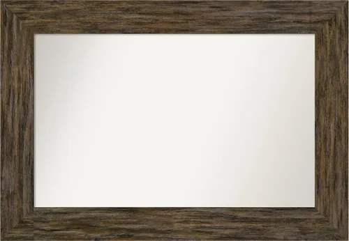 Miniatura 80 de Amanti Art Espejo personalizado, espejo de baño marrón Fencepost, espejo de pared o espejo de tocador de baño sobre el fregadero (27 x 27 pulgadas)