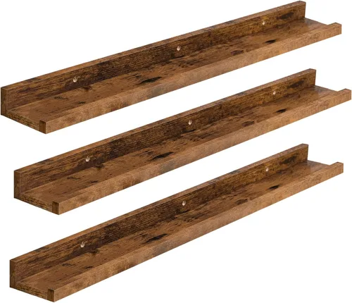 Miniatura 13 de HOOBRO - Estantes flotantes, juego de 3, estante colgante de 35.4 pulgadas con borde elevado y soportes invisibles, para baño, dormitorio, cocina